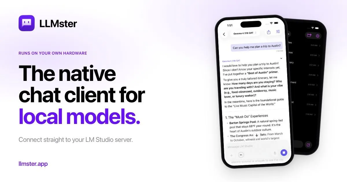 LLMster: local AI chat for LM Studio.